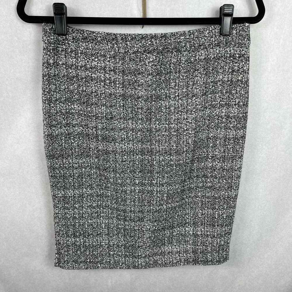 Dalia Collection Modern Fit Tweed Wool Blend Pencil Skirt Black White Size 4